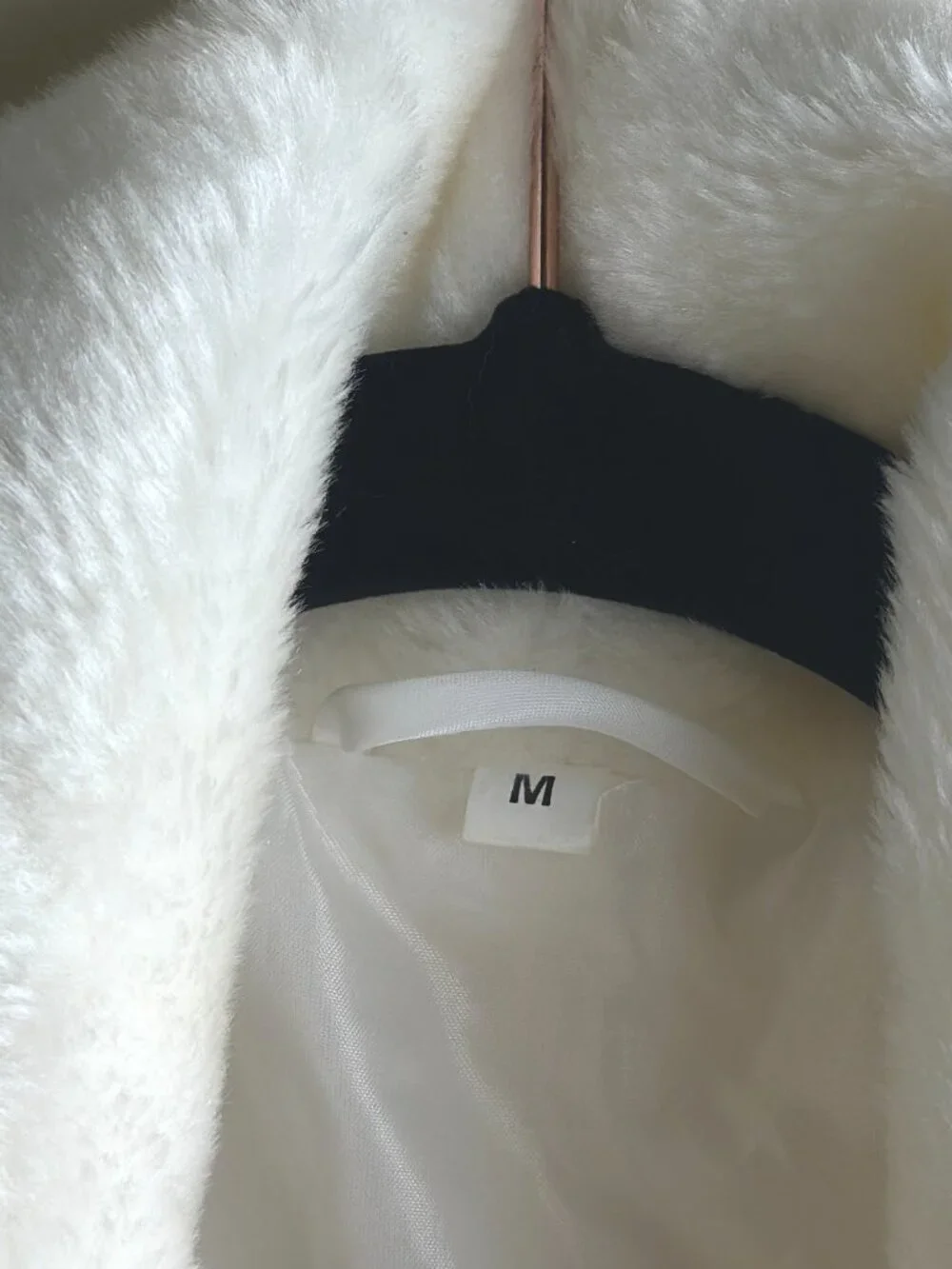 Faux Fur Swing Coat Womens M Oversized Y2K White Fluffy Plush Lined - Picture 4 of 5